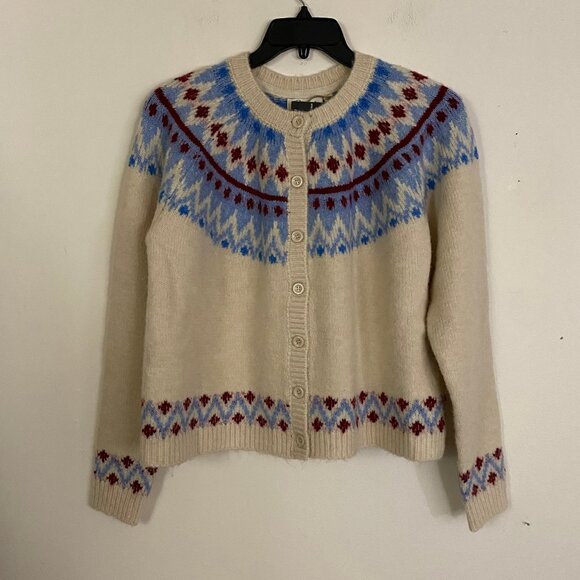 RD STYLE Elfa Fair Isle Wool Cardigan Sweater XL - Picture 11 of 15